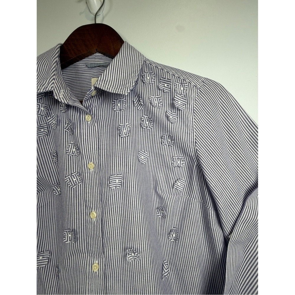 A New Day Striped Floral‎ Appliqué Button Down Long Sleeve Shirt Collar EUC Sm - Picture 3 of 8